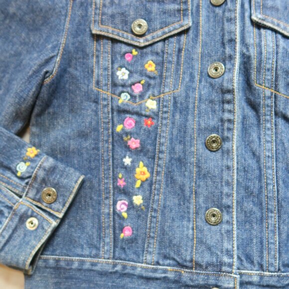 GapKids Girls Denim Jacket/Capri Butterflies & Flowers Outfit Sz 5/6 & 6 NWT - Picture 5 of 16